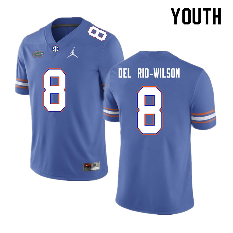 Youth #8 Carlos Del Rio-Wilson Florida Gators College Football Jerseys Sale-Royal - Click Image to Close